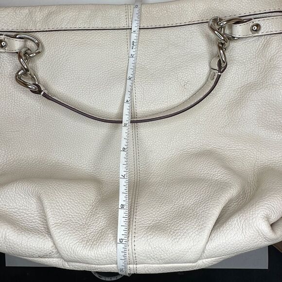 Coach White Pebble Leather Purple Lining Shoulder Bag with Handles F17165 - Picture 9 of 14